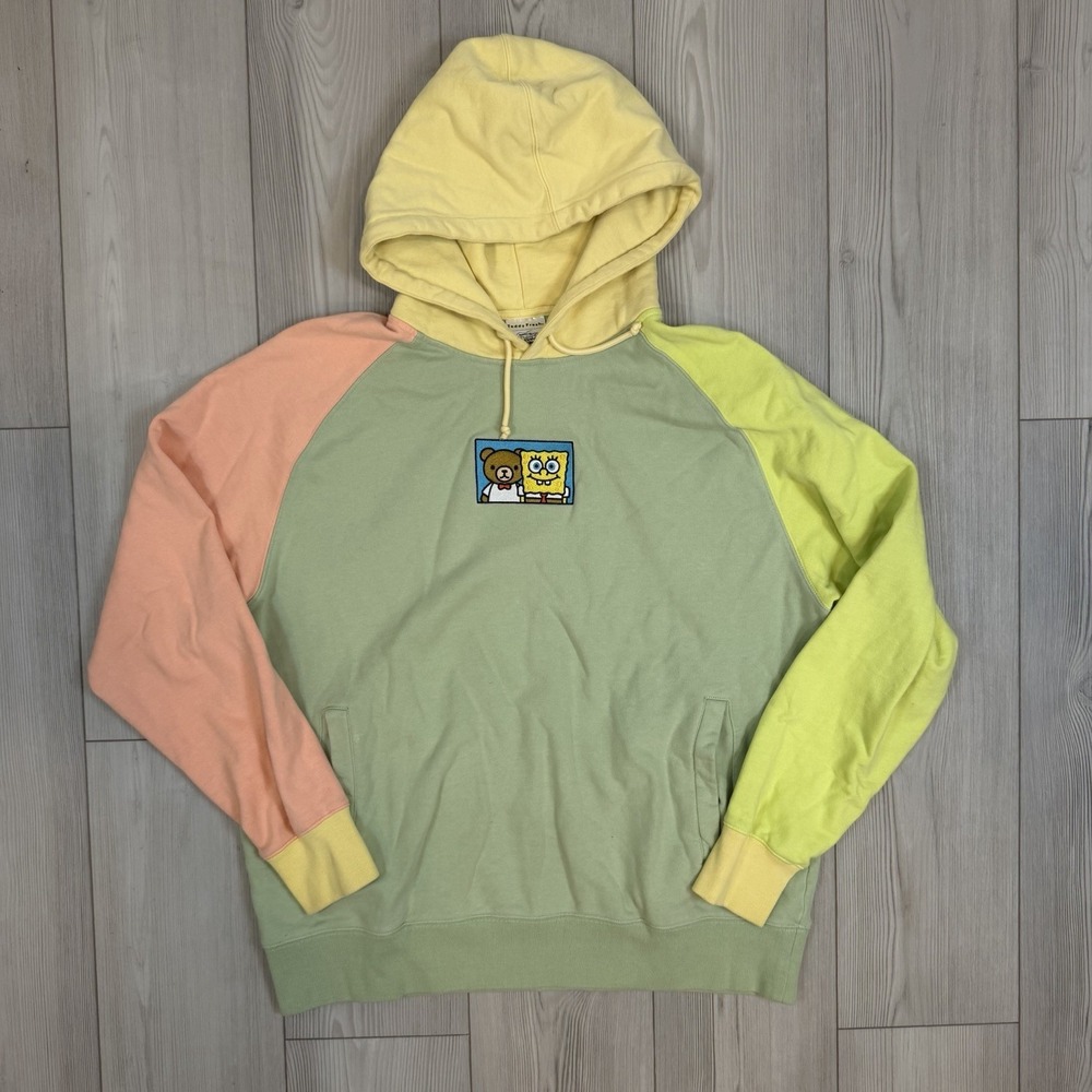 Teddy Fresh‎ x SpongeBob SquarePants embroidered Color Block Hoodie Size XL